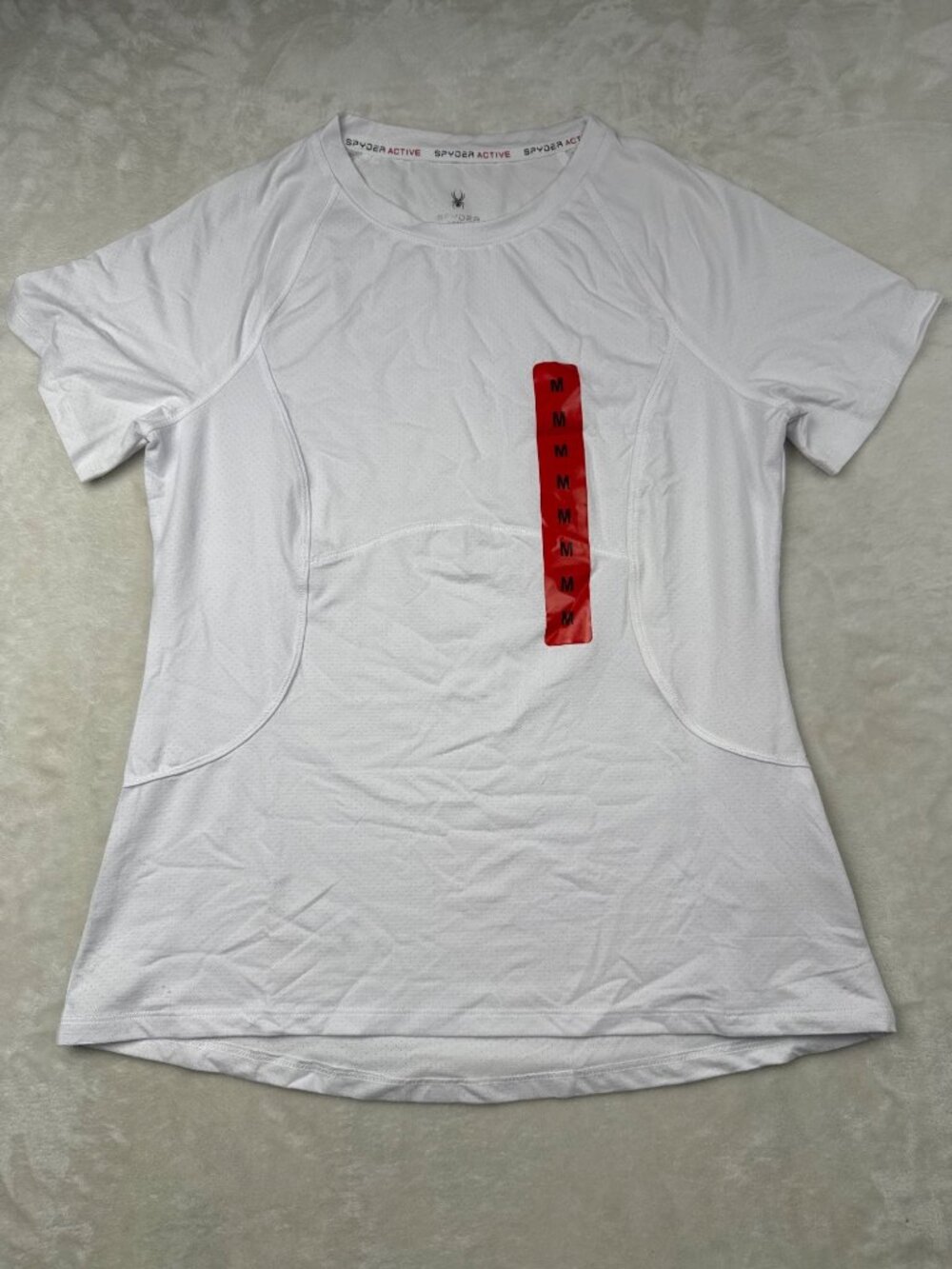 Spyder Active White Short-Sleeve Crew Neck Performance Shirt Size Medium